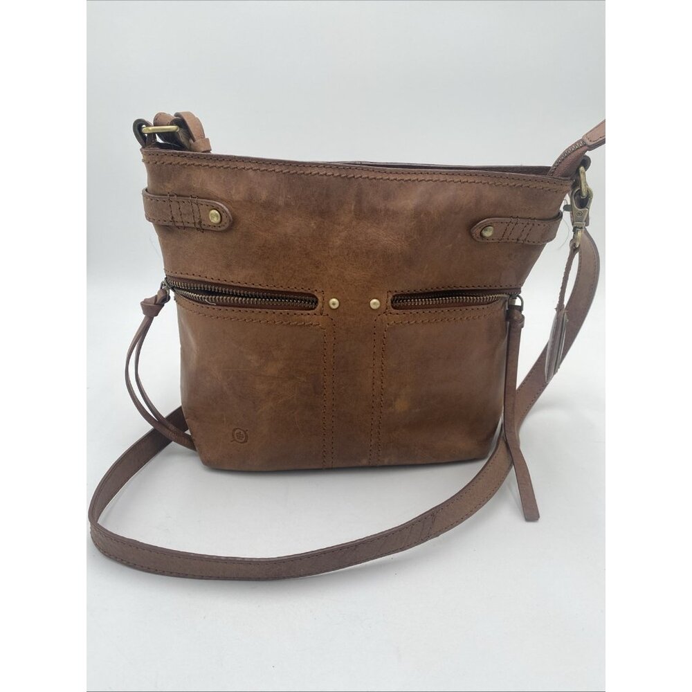 Born Crossbody Bag Brown Leather Purse Adjustable Strap Boho Zipper Handbag